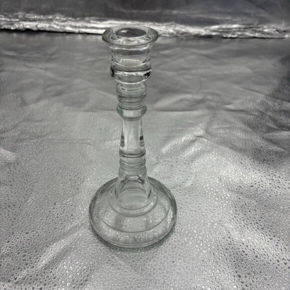 Vintage Candlestick Holders Clear Glass 8” Set Of 2 Romantic Date Night Wedding - Picture 4 of 13